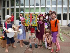 Group shot of some of the great kids and their great costumes for the Storymob.